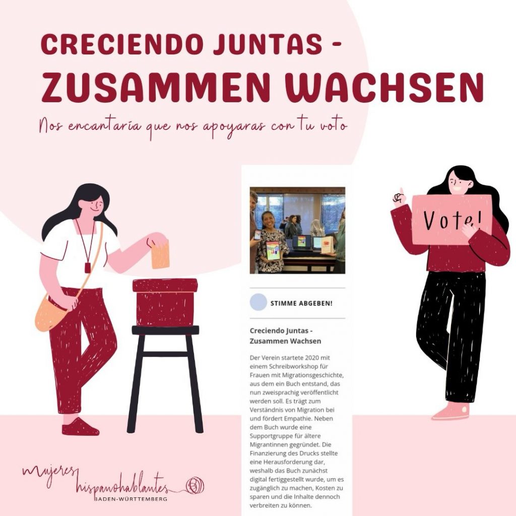 ¡Apóyanos con tu voto! Nuestro proyecto Creciendo Juntas – Zusammen wachsen participa en el Bürgerpreis Stuttgart